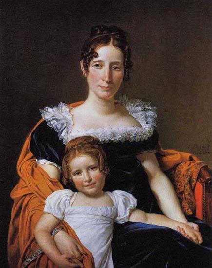 Jacques-Louis  David Portrait of the Comtesse Vilain XIIII and her Daughter France oil painting art